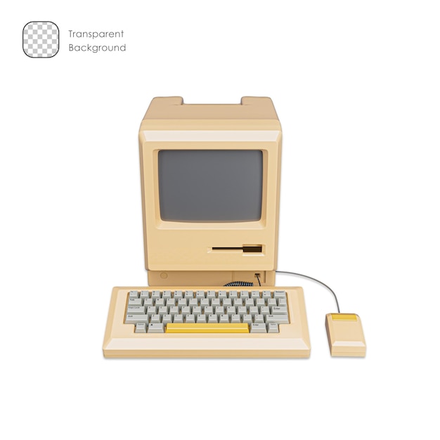 Primera computadora del mundo Computadora de escritorio vintage antigua con mouse y teclado Tecnología retro