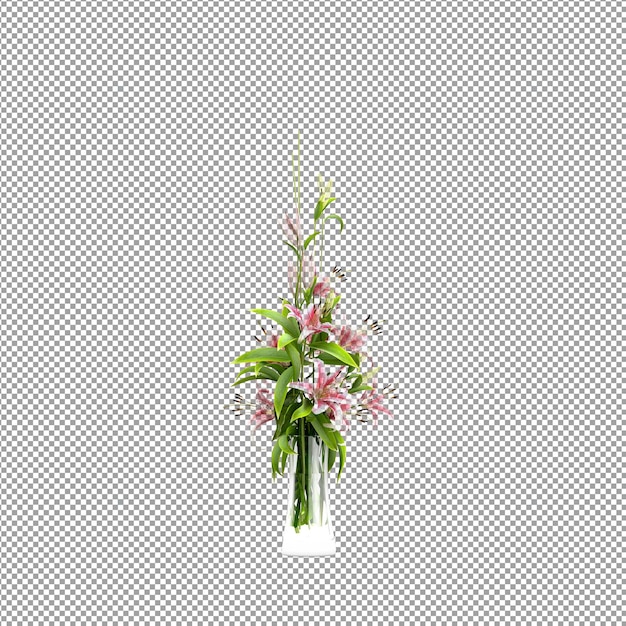 Primo piano su un fiore in un vaso 3d rendering