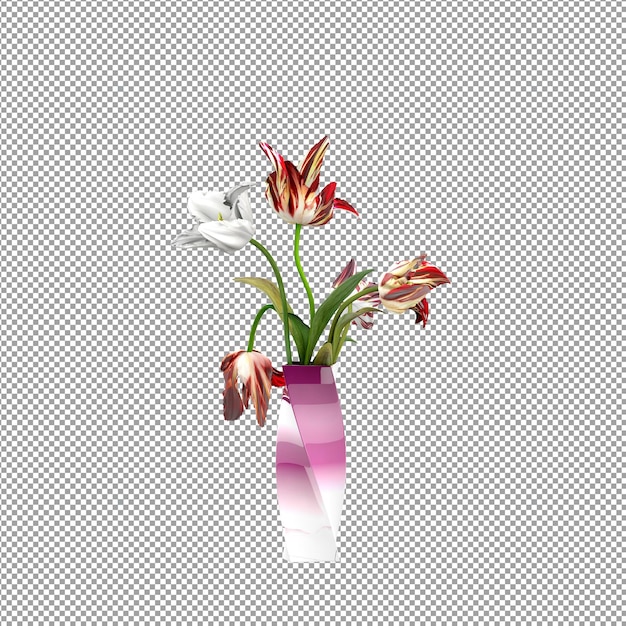 Primo piano su un fiore in un vaso 3d rendering