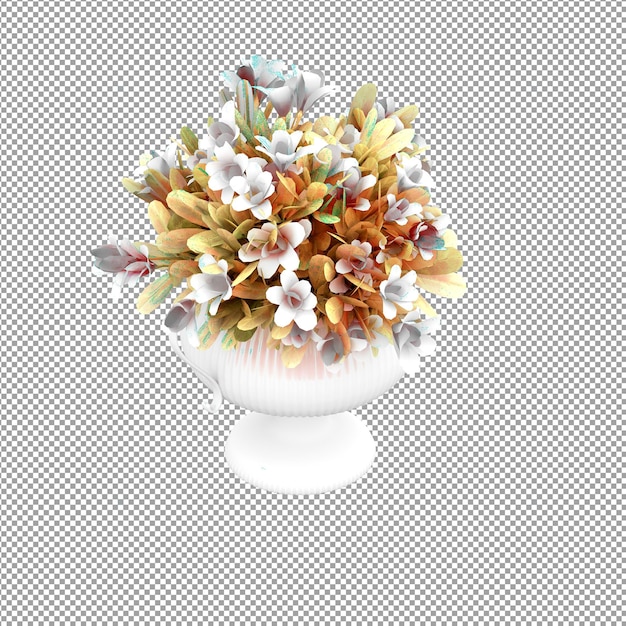 Primo piano su un fiore in un vaso 3d rendering