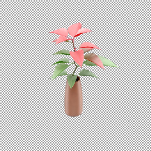 Primo piano su un fiore in un vaso in rendering 3d