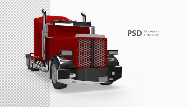 Primo piano sul camion in rendering 3d isolato