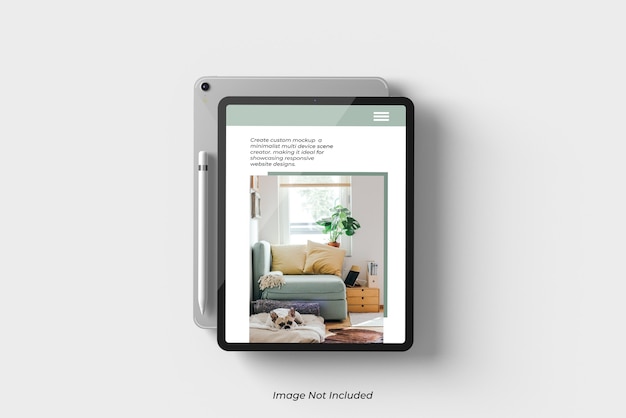 Primo piano sul dispositivo Tablet Mockup isolato
