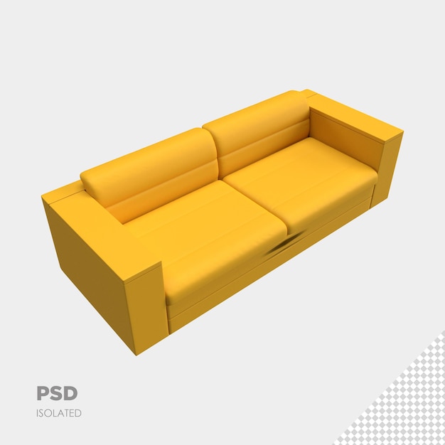 Primo piano sul divano 3d isolato premium psd