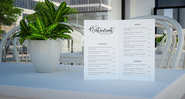 Primo piano sul menu mockup con fiore