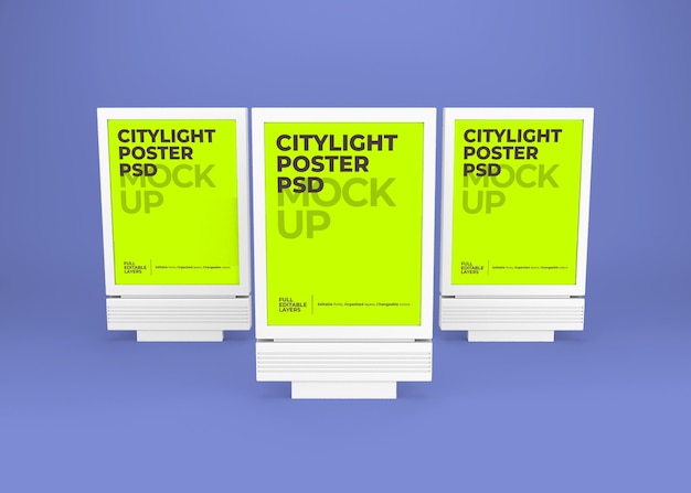 Primo piano sul mockup di poster citylight isolato