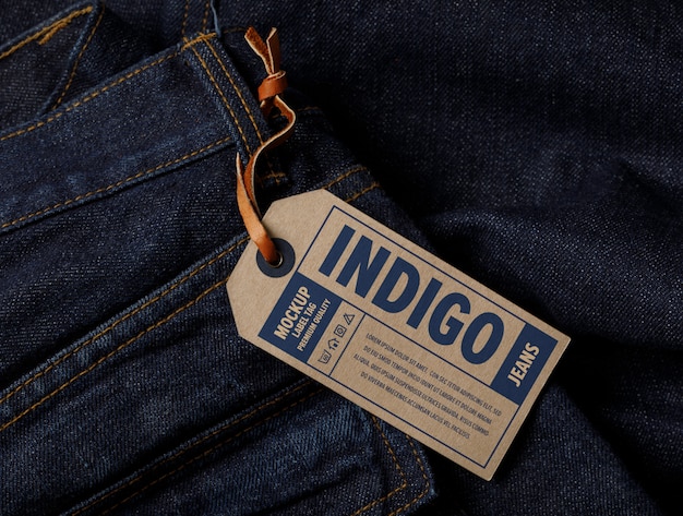 Primo piano sul mockup di tag etichetta di vestiti