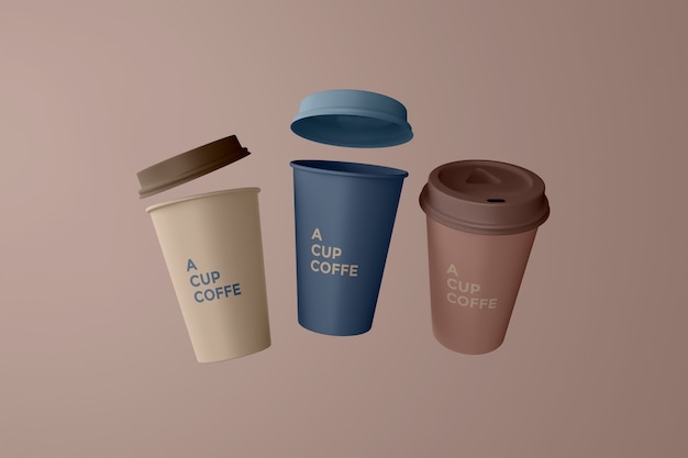 Primo piano sul mockup di tazze di caffè