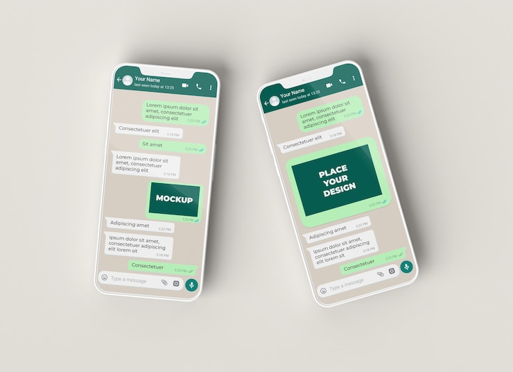 PSD primo piano sulla chat di mockup del telefono
