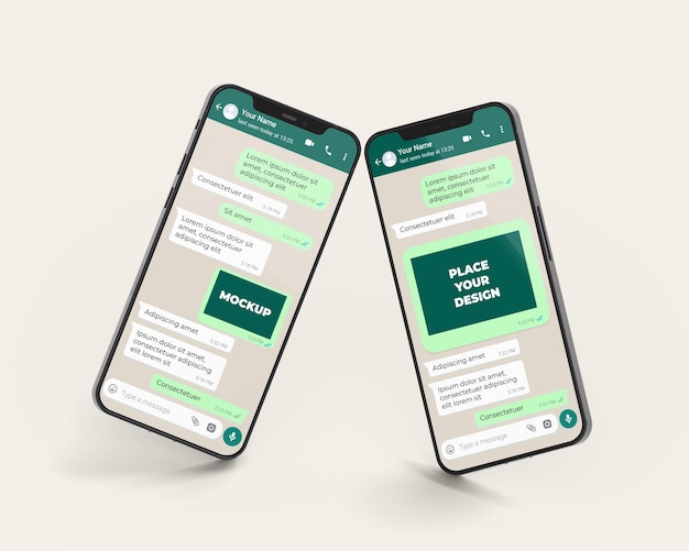 Primo piano sulla chat di mockup del telefono