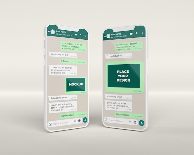 Primo piano sulla chat di mockup del telefono