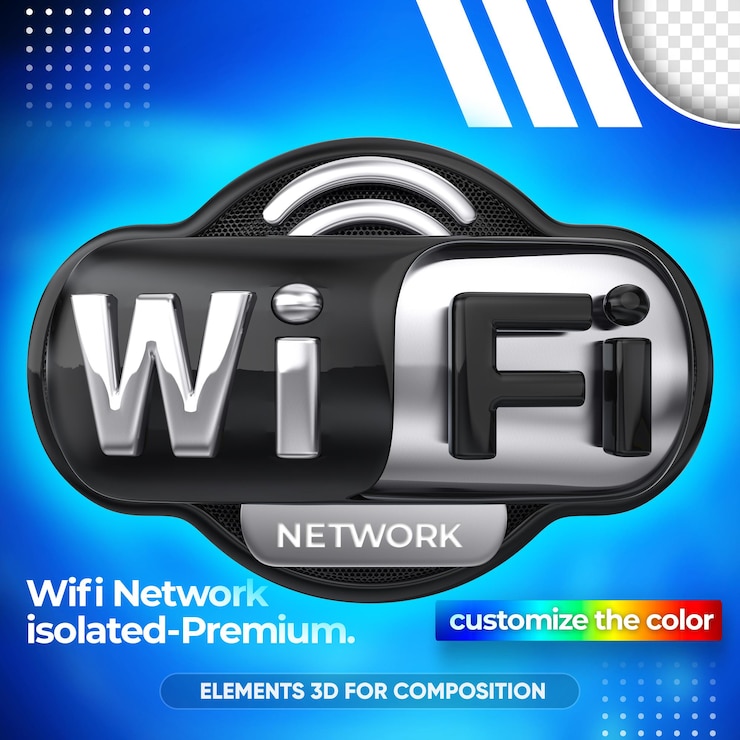 PSD primo piano sulla rete wifi 3d rendering design
