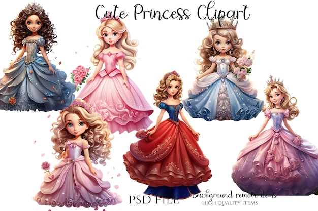 PSD princesa fofa clipart