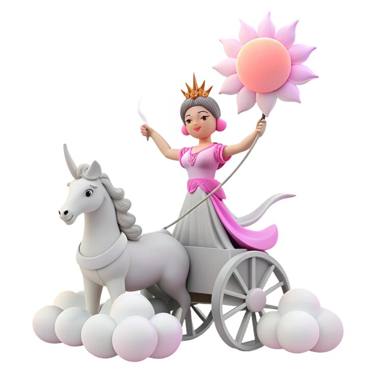 PSD una princesa montando un caballo con una estrella en la cabeza