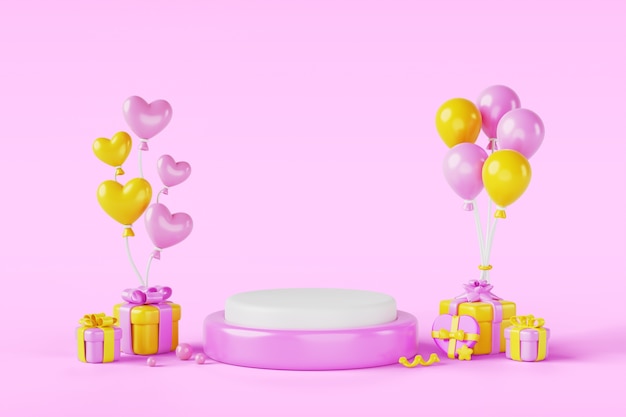 Priorità bassa del podio di celebrazione/compleanno 3d