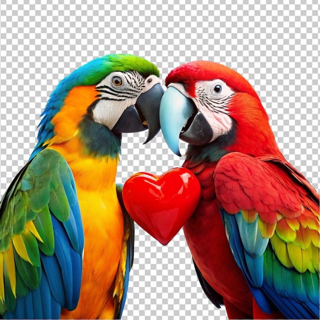 PSD prise de vue verticale de deux perroquets colorés perchés