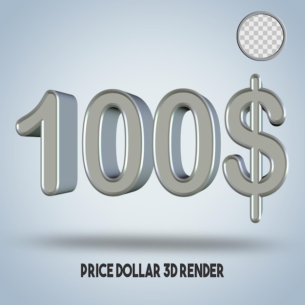 PSD prix du rendu 3d 100 dollars argent style