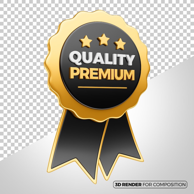 PSD prix de qualité supérieure ruban 3d rendu noir avec doré