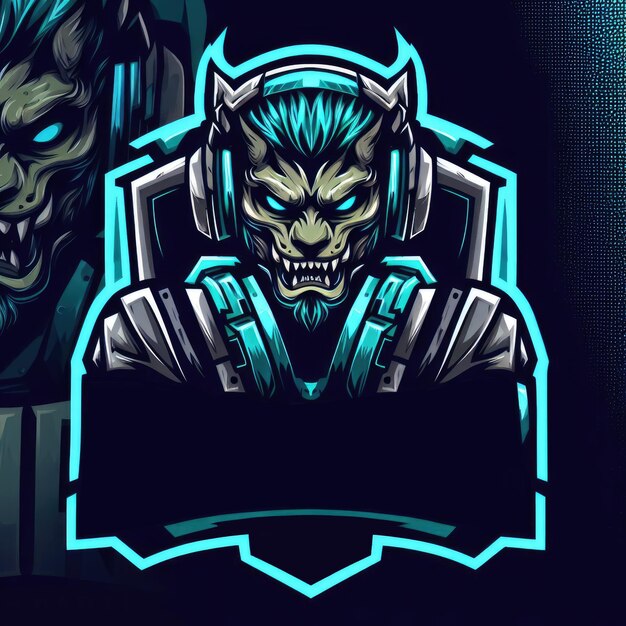 PSD pro gamer detalhado esports gaming mascote logotipo design