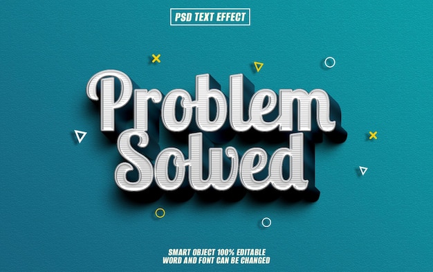problem solved text effect font editable typography 3d text
