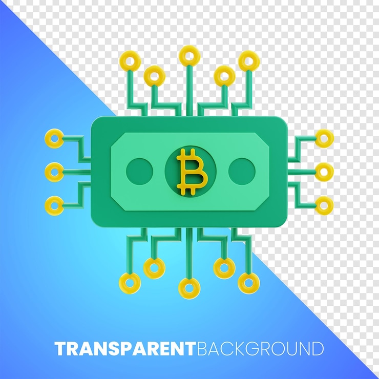 PSD procesador de dinero bitcoin dinero finanzas icono representación 3d fondo transparente de alta calidad png
