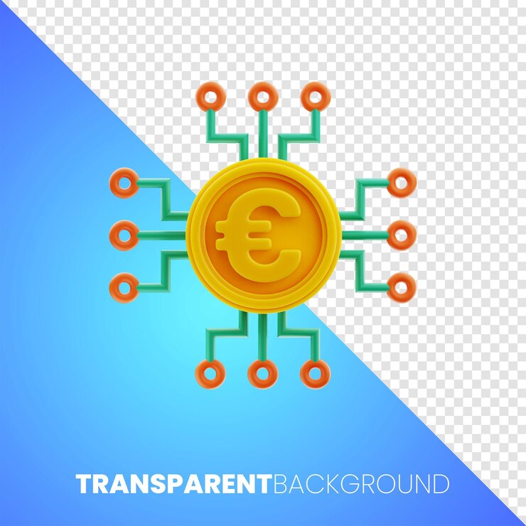 PSD procesador premium euro finanzas dinero icono representación 3d sobre fondo transparente png