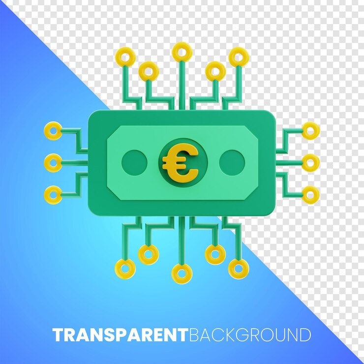 PSD procesador premium euro finanzas dinero icono representación 3d sobre fondo transparente png