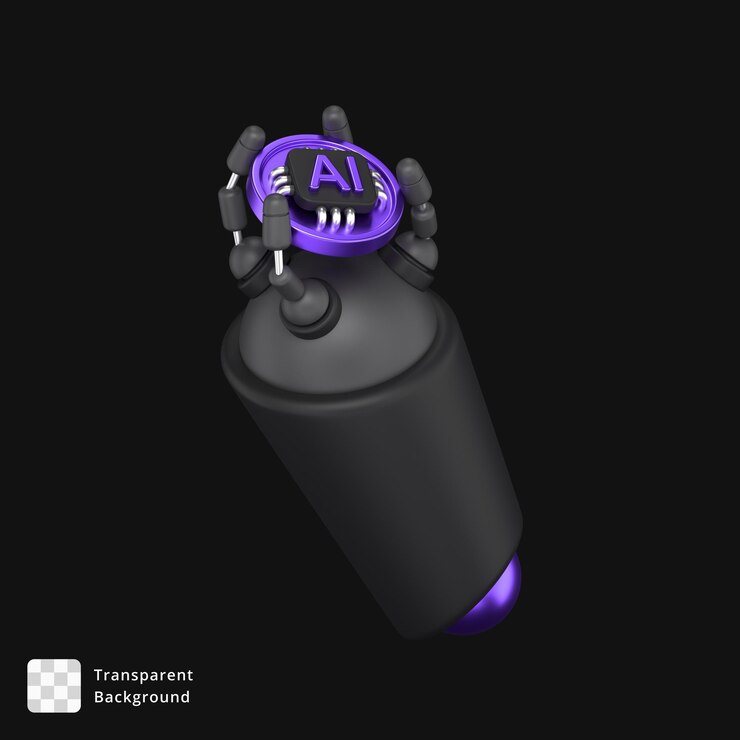 PSD procesador de retención de robot de ia en un diseño futurista