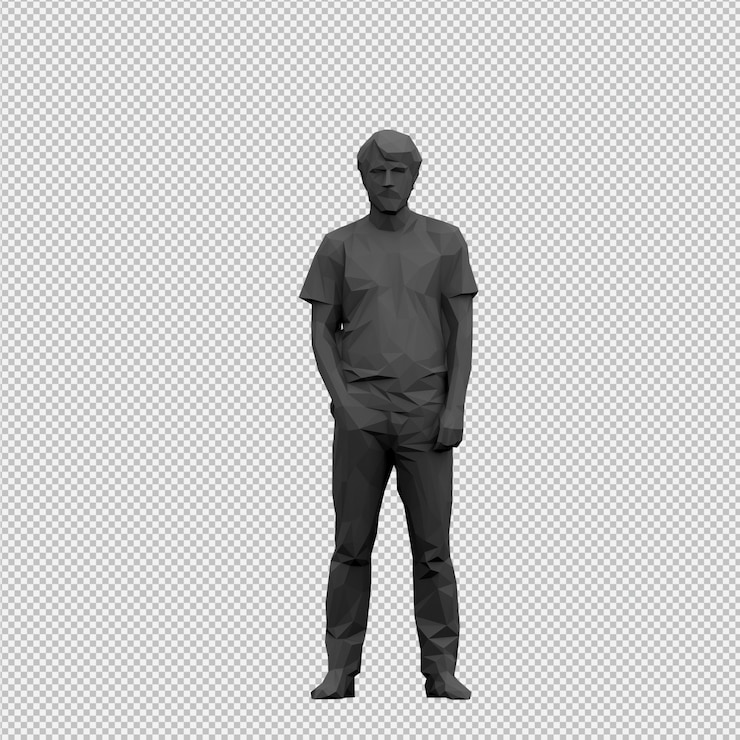PSD procesamiento 3d isométrico masculino