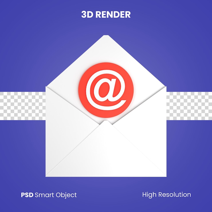PSD procesamiento de correo electrónico 3d aislado