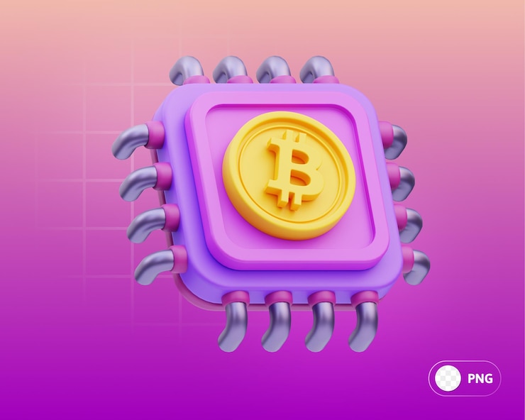 PSD procesamiento de cpu criptomoneda ilustración 3d