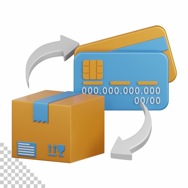 Proceso de transacción de compra de renderizado 3d aislado útil para el dinero de pago y el diseño de transacciones