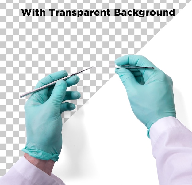 Processamento de mãos de médico para pontos em uma sala de cirurgia PNG PSD Isolado em fundo transparente