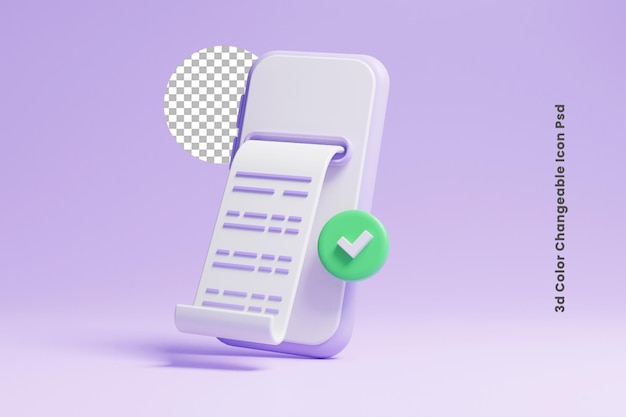 PSD processamento de transações de contas on-line 3d com sinal aprovado ou pagamento de contas on-line da empresa 3d aprovado