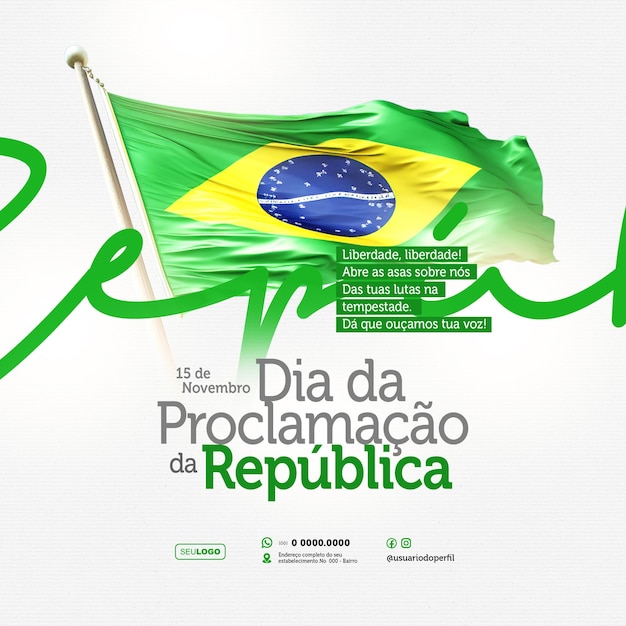 proclamacao da republica do brasil 15 de noviembre concepto post psd editable