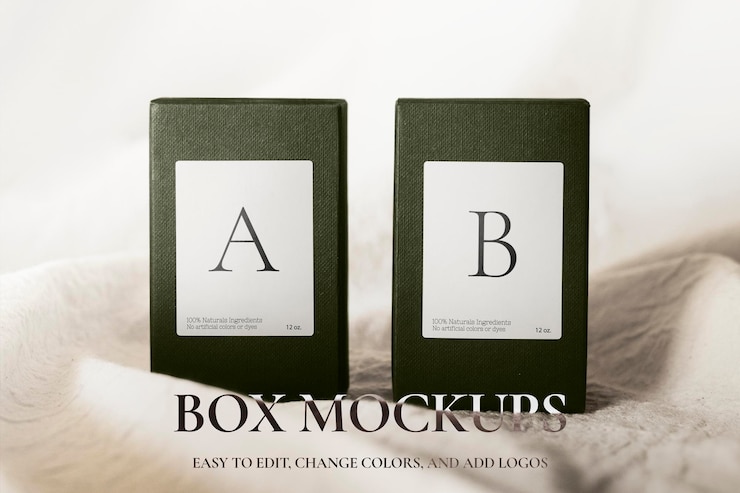 PSD product box psd mockup packaging in minimal style