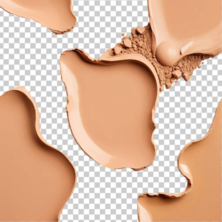 PSD producto de belleza con muestras de textura de maquillaje de fundación líquida