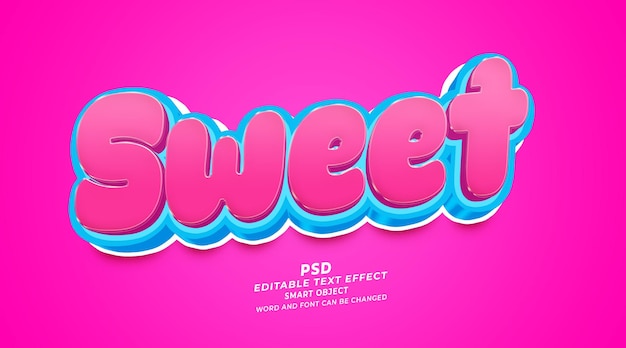 PSD producto colorido dulces efecto de texto editable 3d de photoshop