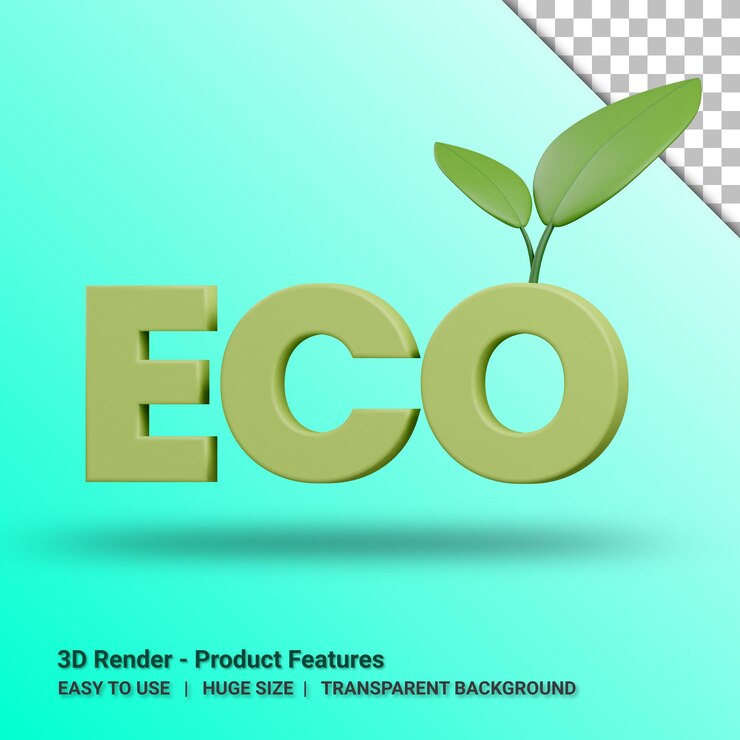 PSD el producto ecológico presenta una pegatina 3d con fondo transparente.