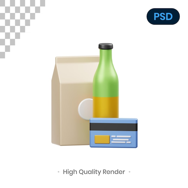 Productos 3D Render Ilustración Premium PSD