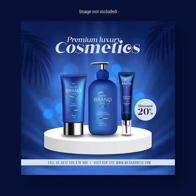 Productos de belleza cosméticos para banner de venta de maquillaje para redes sociales y publicación de instagram