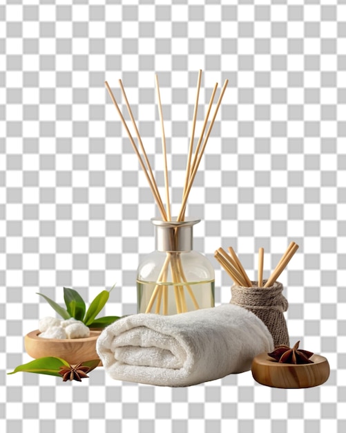 PSD productos y equipos de masaje orientales, incluidos los accesorios de spa, aislados sobre un fondo transparente