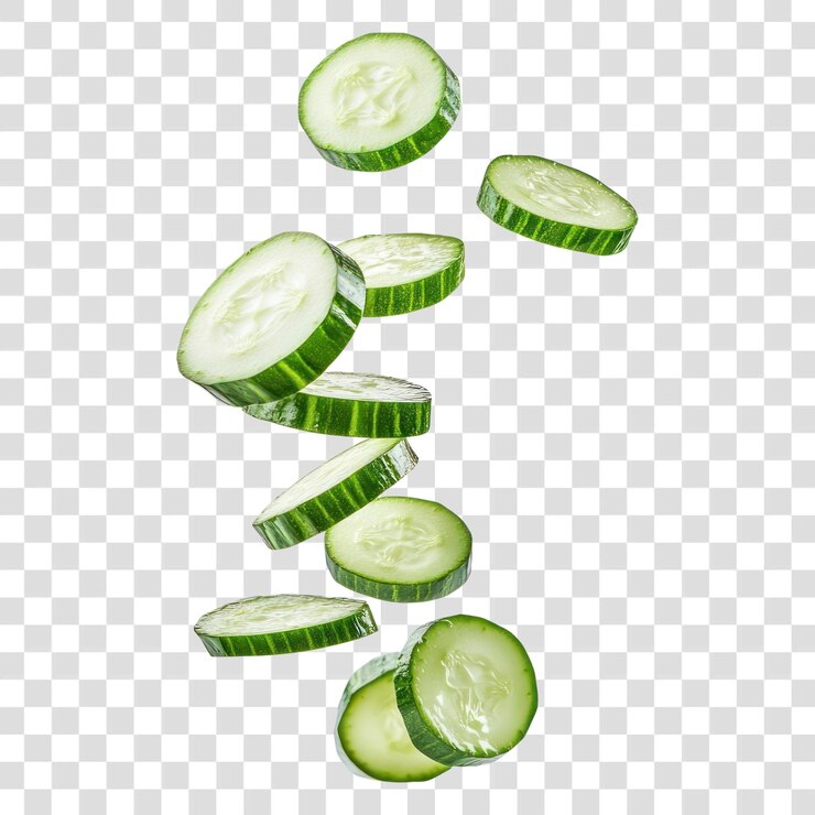 PSD productos hortícolas de fondo en rodajas de pepino de png