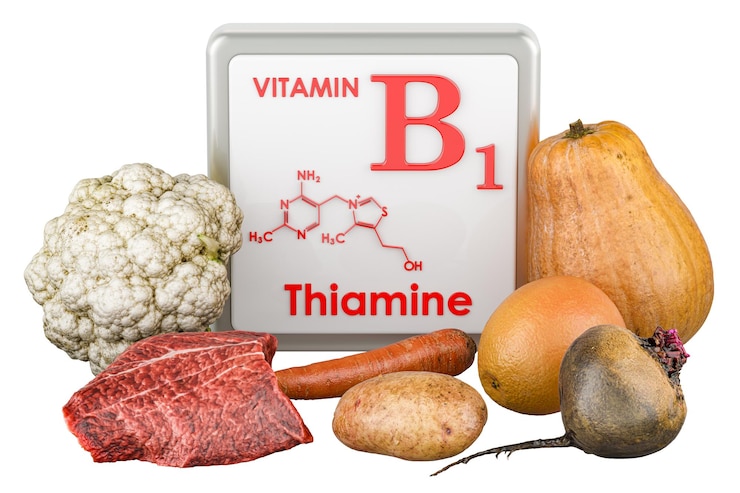 PSD productos que contienen vitaminas b1 rendering 3d de tiamina aislado sobre un fondo transparente