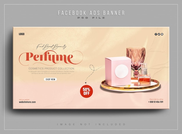 Productos de venta de perfumes publicación de anuncios de facebook diseño de banner web