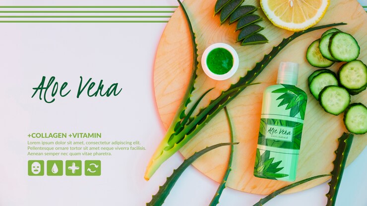 PSD produit d'aloe vera avec concombres