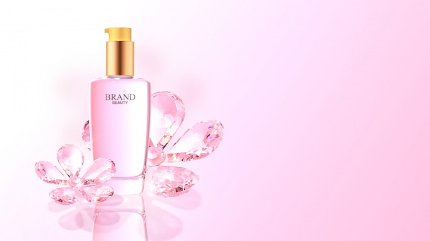 Produit de beauté avec des fleurs de diamant rose