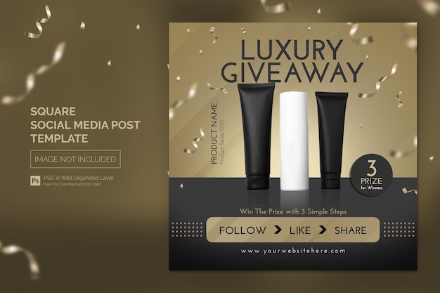 Produit de beauté Give Away Social Media Post ou Square Web Banner Template