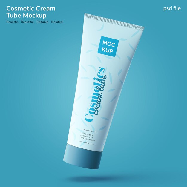 produit de tube de crème de lotion cosmétique de beauté et de soins de la peau maquette de marque flottante