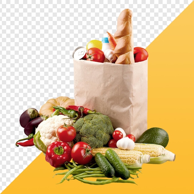 des produits d'épicerie dans un sac en papier